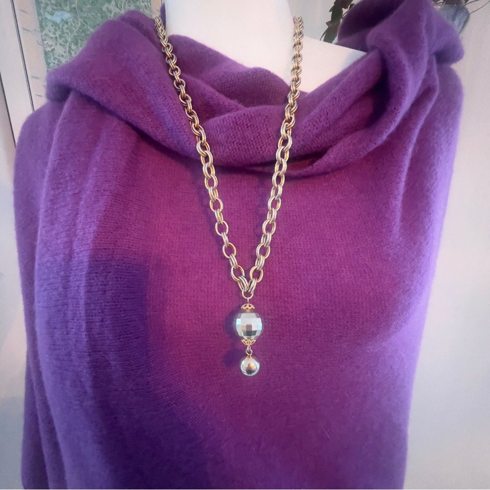 Elegant Disco ball like pendant  Necklace with Silver Accents